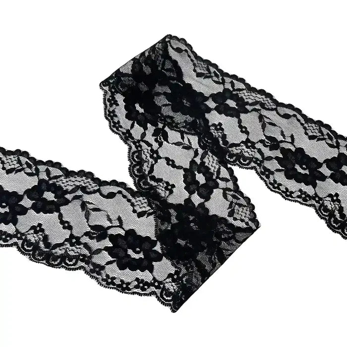 3.3 inch | Black Floral Pattern Lace | 5 Meters | SKU-B57