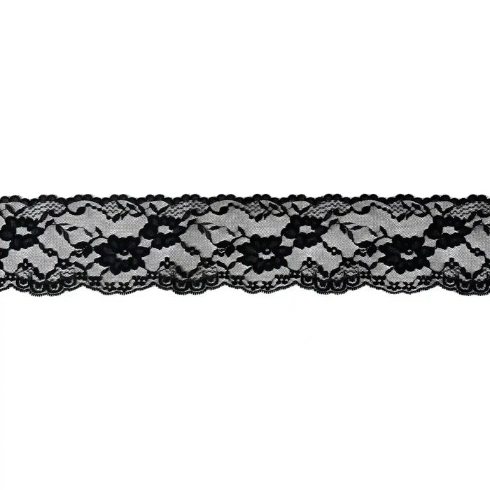 3.3 inch | Black Floral Pattern Lace | 5 Meters | SKU-B57