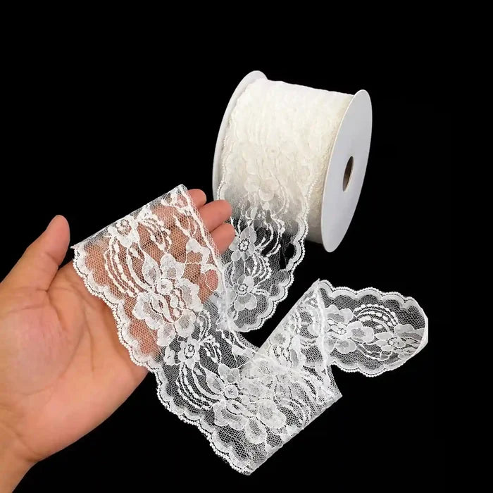 3.3 inches | Delicate Floral Petal Pattern Lace Trim | 5  Meters | SKU-118
