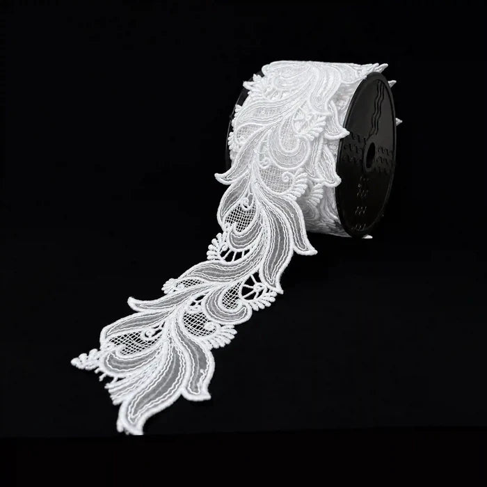 3.5 inch | White Sequin Paisley Trim | 2 Meter | SKU-661