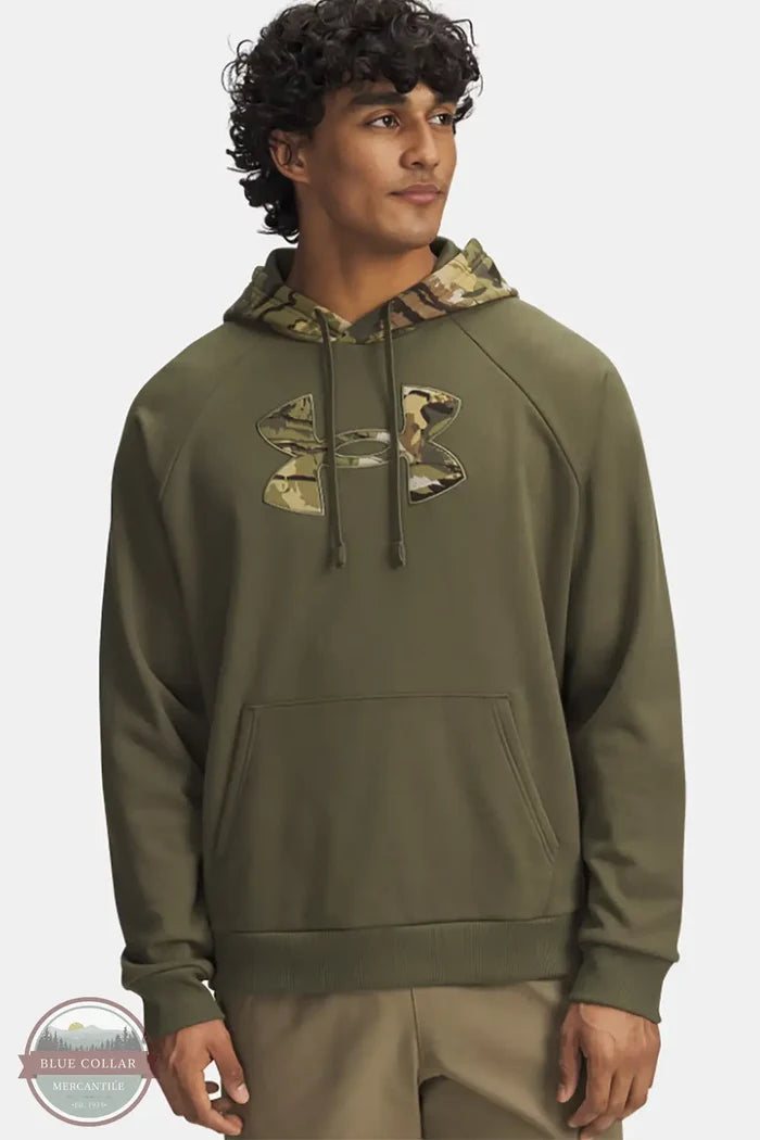 Under Armour 6005913 Rival Fleece Camo Hoodie in 390 green, front