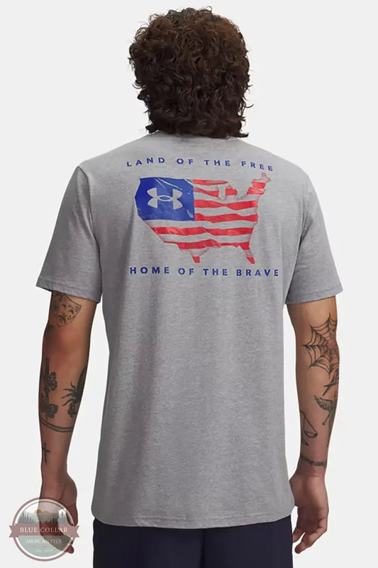 Under Armour 6009149-035 Freedom Flag Short USA T-Shirt Grey back image