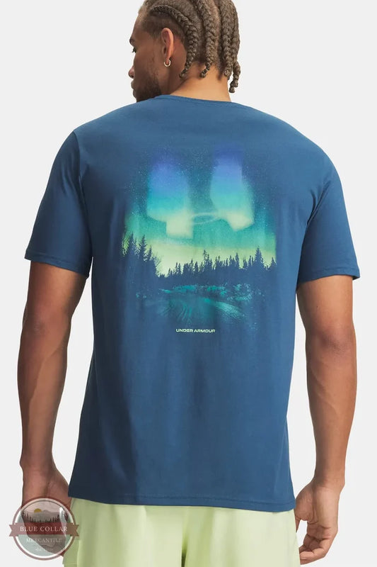 Under Armour 6013030-498 UA Outdoor Aurora T-Shirt in Wham Blue/Lumos Lime back view