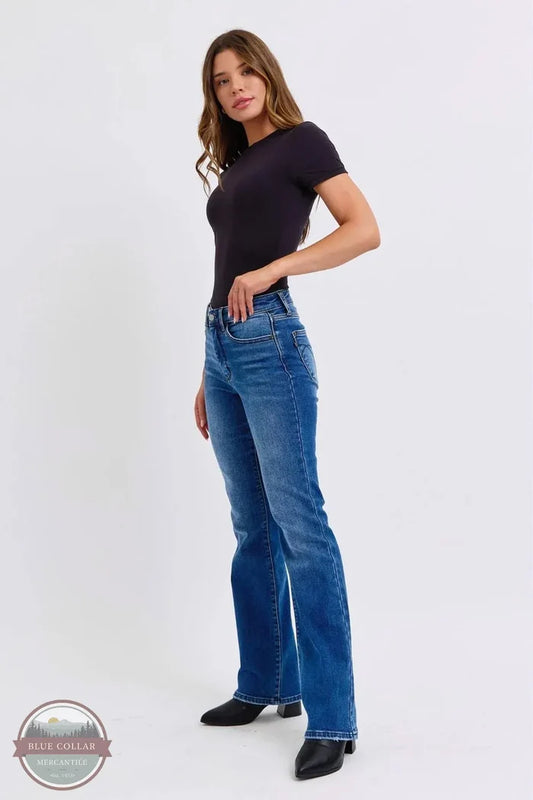 Judy Blue 82621REG Tanya Mid Rise Thermal Bootcut Jean model view