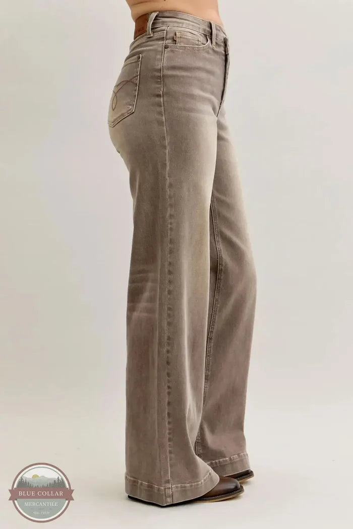 Judy Blue 881031REG Criss-Crossed High Waisted Retro Wide Leg Jean, side
