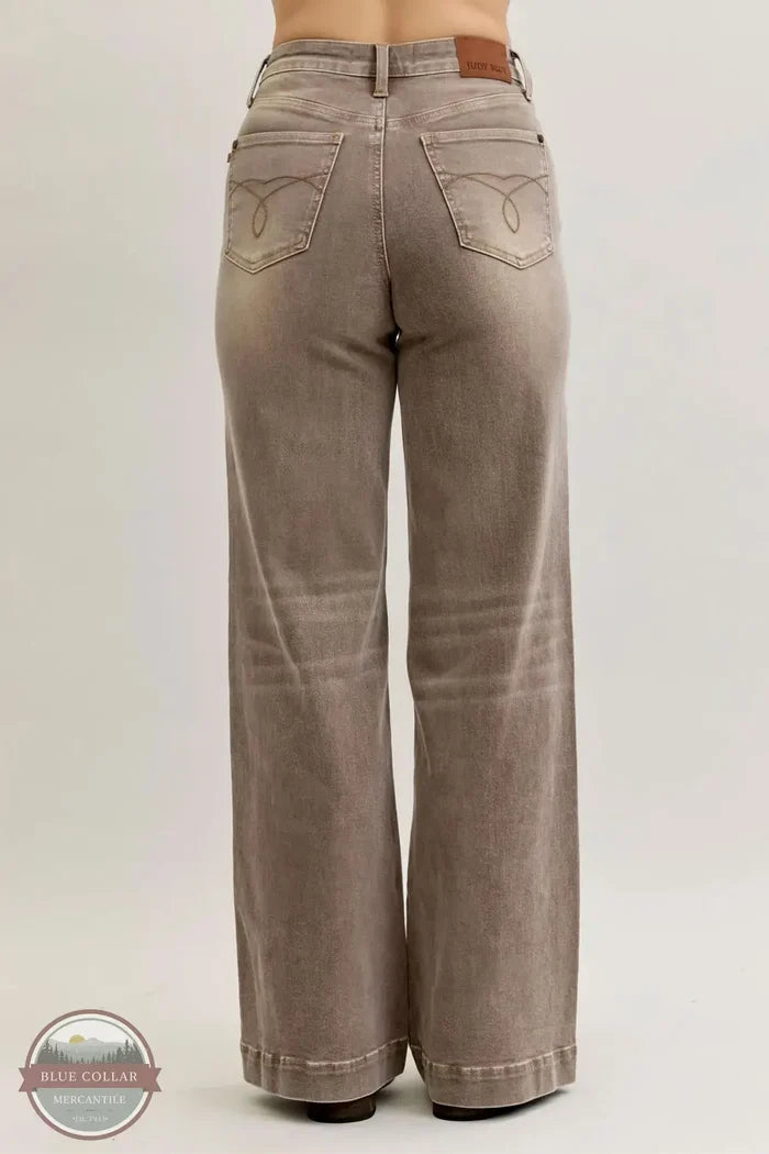 Judy Blue 881031REG Criss-Crossed High Waisted Retro Wide Leg Jean, rear