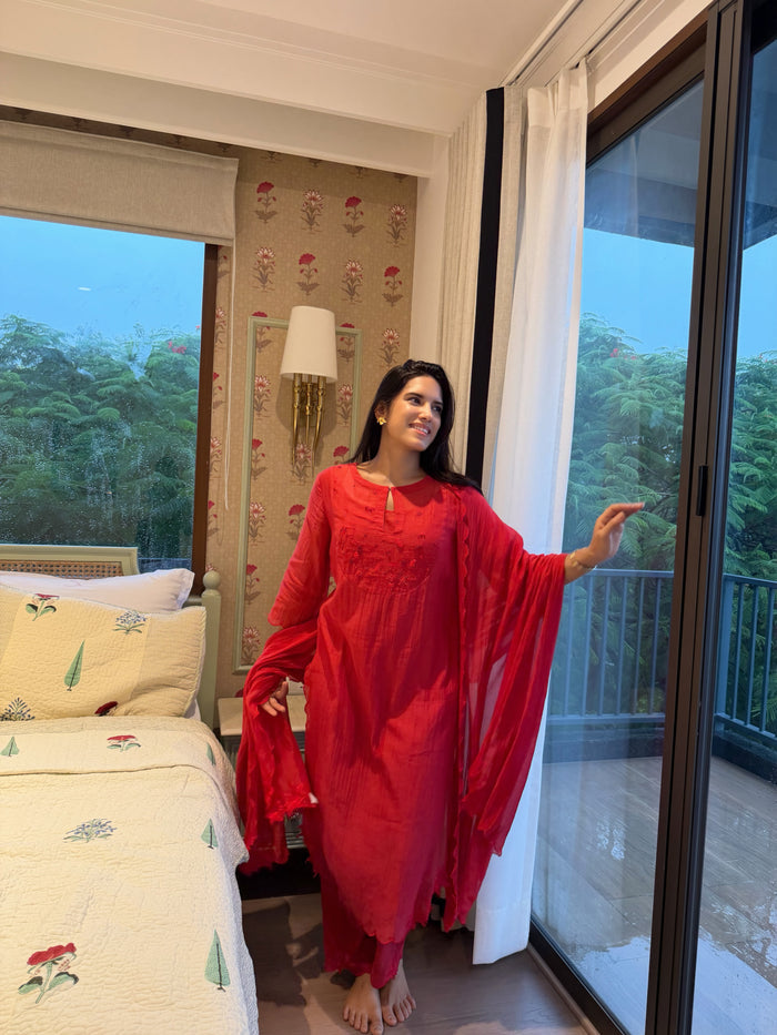 Red Mishri Dupatta