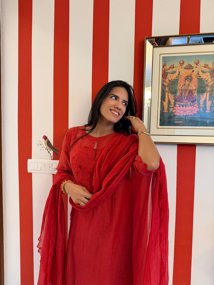 Red Mishri Dupatta