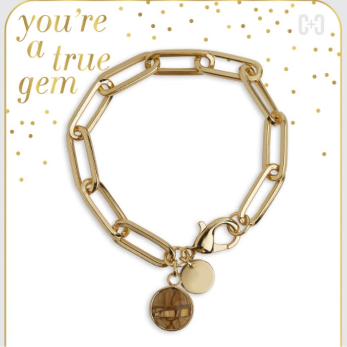 A Gem Paperclip Bracelet - Natural