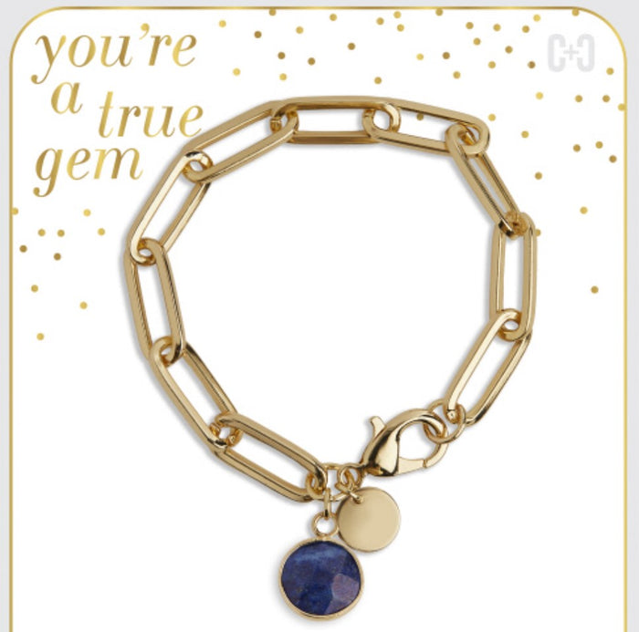 A Gem Paperclip Bracelet - Navy
