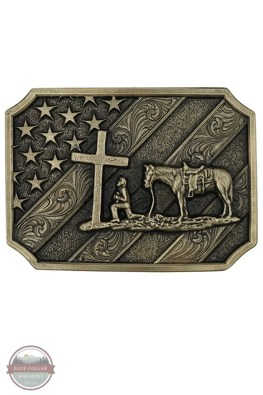 Montana Silversmiths A864C Patriot Christian Cowboy Attitude Belt Buckle