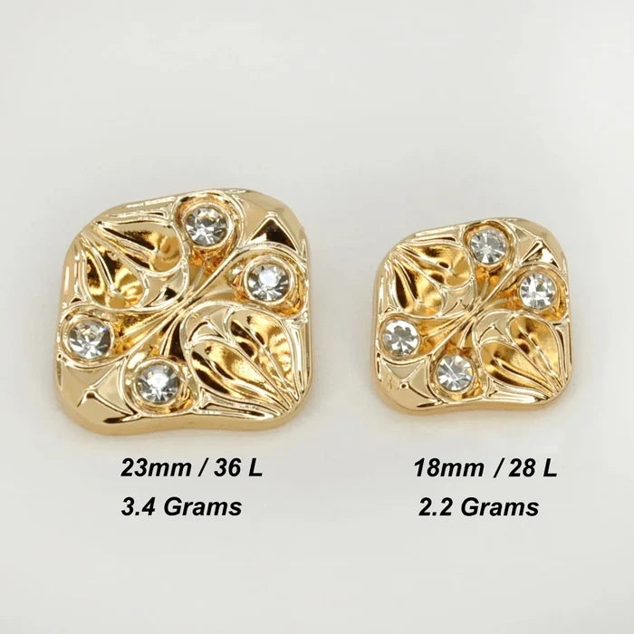 Abstract Swirl Crystal Metal Button | 18mm (28L) & 23mm (36L)