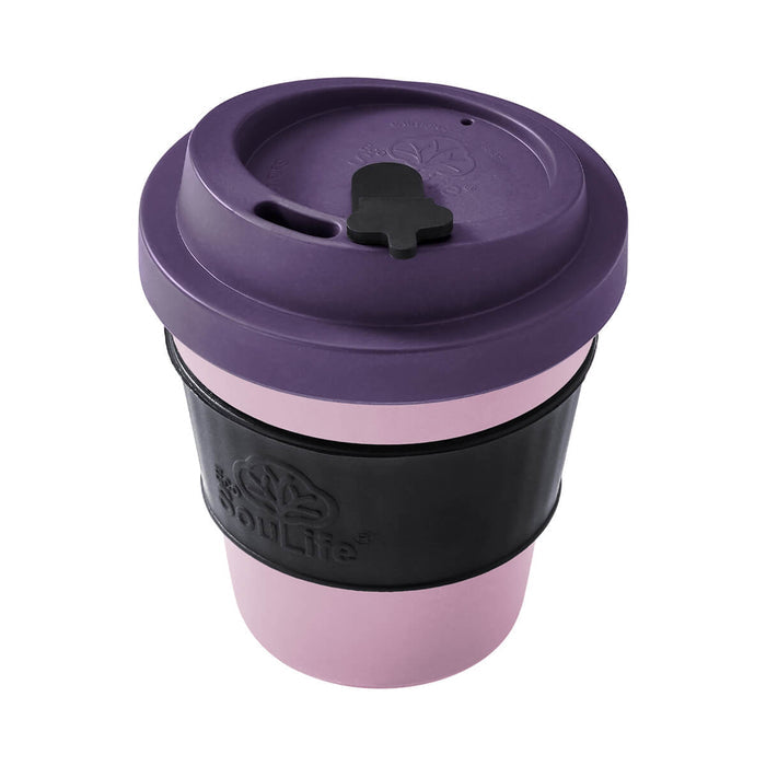 EcoSouLife All Natural Coffee Cup - Small, a reusable and portable cup in berry/light berry/purple colour, 350ml capacity.