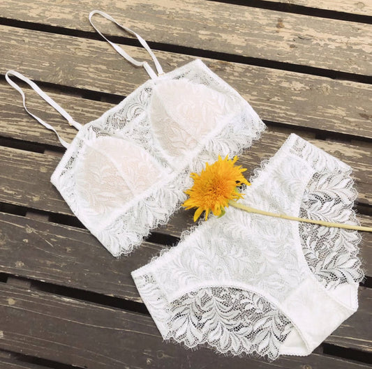 Bandeau Leaf Bra | White
