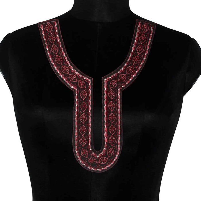Elegant baroque-inspired embroidery sweetheart neckline featuring rich motifs for bridal and festive outfits