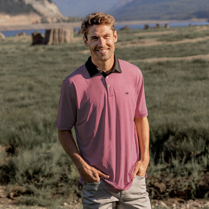 Maroon  and  White | Bermuda Performance Polo | Hawthorne | Lifestyle