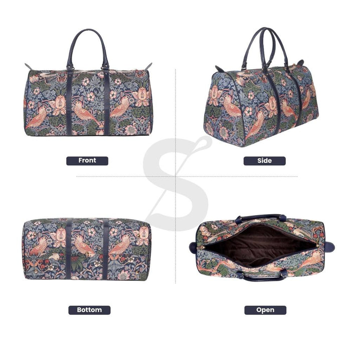 BHOLD-STBL | William Morris Strawberry Thief Blue Big Holdall/Duffel Bag