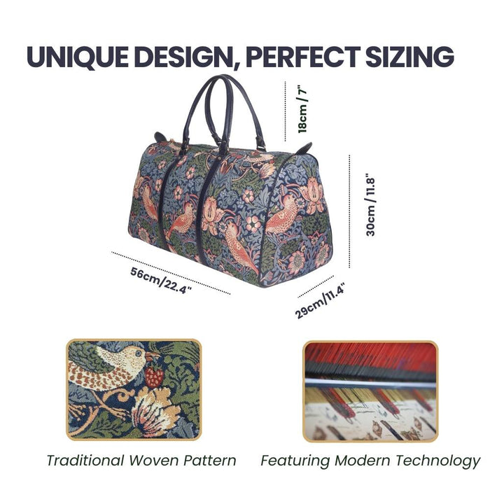 BHOLD-STBL | William Morris Strawberry Thief Blue Big Holdall/Duffel Bag