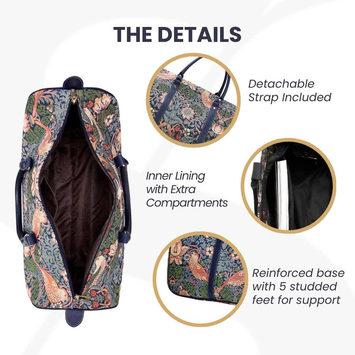 BHOLD-STBL | William Morris Strawberry Thief Blue Big Holdall/Duffel Bag