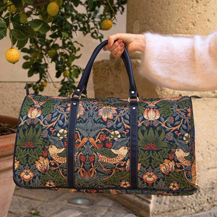 BHOLD-STBL | William Morris Strawberry Thief Blue Big Holdall/Duffel Bag