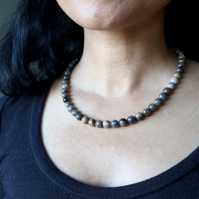 Black Moonstone Necklace Protective Moon Power Beads