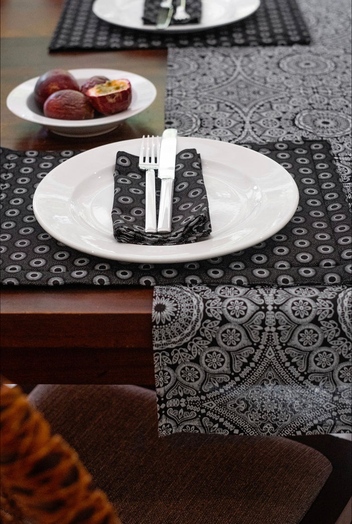 Black Shweshwe Cotton Table Runner (Standard or Long)