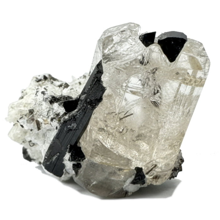 Black Tourmaline White Topaz Raw Crystal Luminous 1 Inch