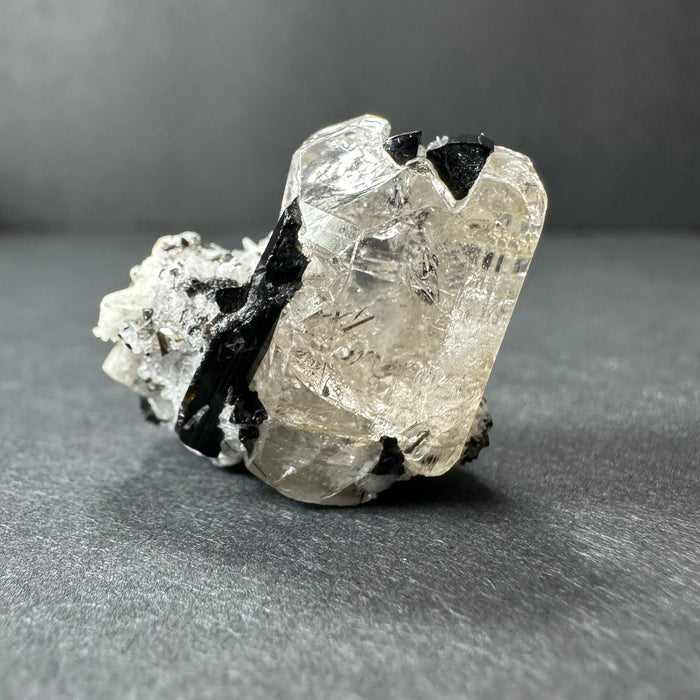 Black Tourmaline White Topaz Raw Crystal Luminous 1 Inch