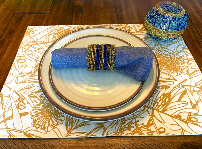 Blue & Gold Beaded Zulu Napkin Rings
