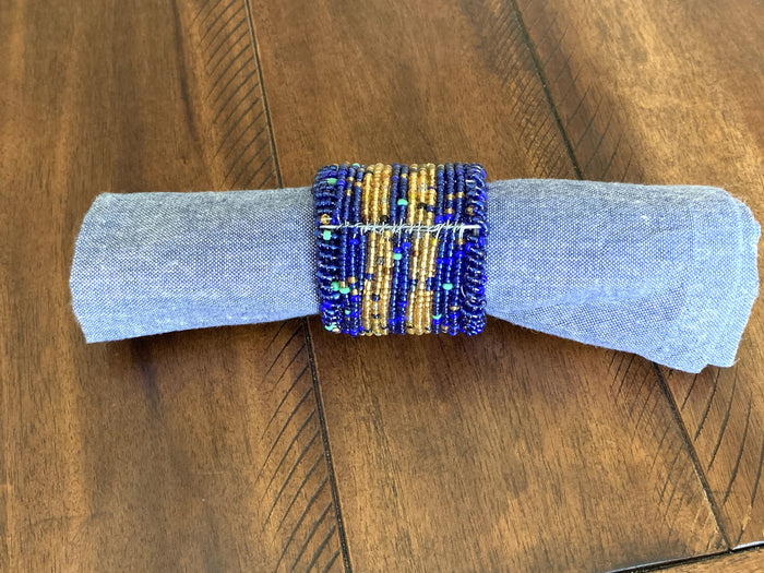 Blue & Gold Beaded Zulu Napkin Rings