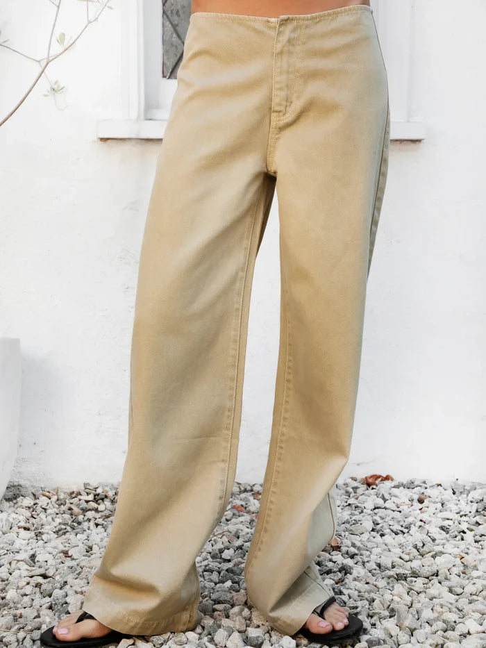 Bowden Washed Low Rise Wide Leg Denim Pants