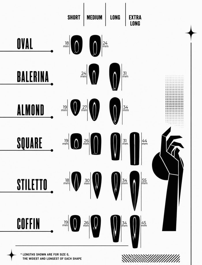 Press-on nail shape and length guide