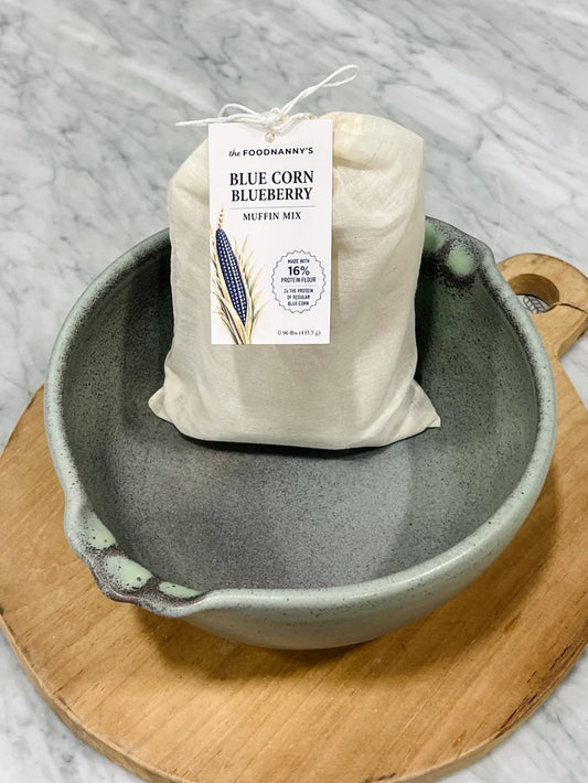 Bundle, Kamut Blue Corn Muffin Mix & Rustic Green Mini French Bowl