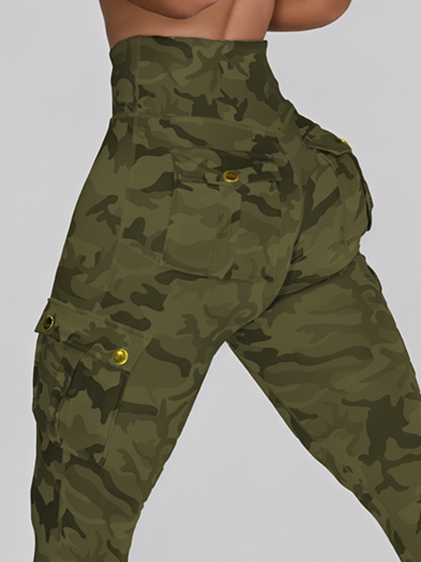 Camouflage Pocket Elastic Tight Leggings