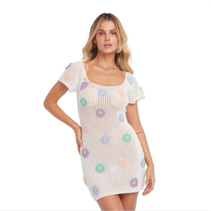 Capittana Daisy Crochet Mini Dress - Ivory by Capittana