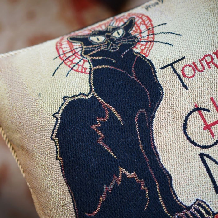 CCOV-ART-TS-CHAT | STEINLEN TOURNEE DU CHAT NOIR PILLOWCASE/CUSHION COVER | DECORATIVE DESIGN FASHION HOME PILLOW 18X18 INCH
