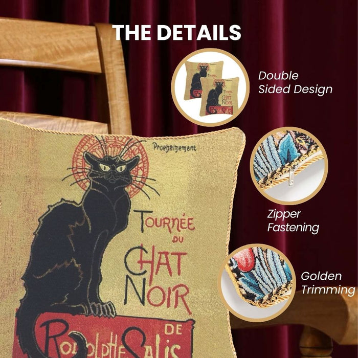 CCOV-ART-TS-CHAT | STEINLEN TOURNEE DU CHAT NOIR PILLOWCASE/CUSHION COVER | DECORATIVE DESIGN FASHION HOME PILLOW 18X18 INCH