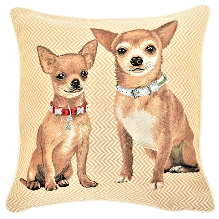 CCOV-PN-CHIBG | PANEL-CHIHUAHUA BEIGE PILLOWCASE/CUSHION COVER 18X18 INCH