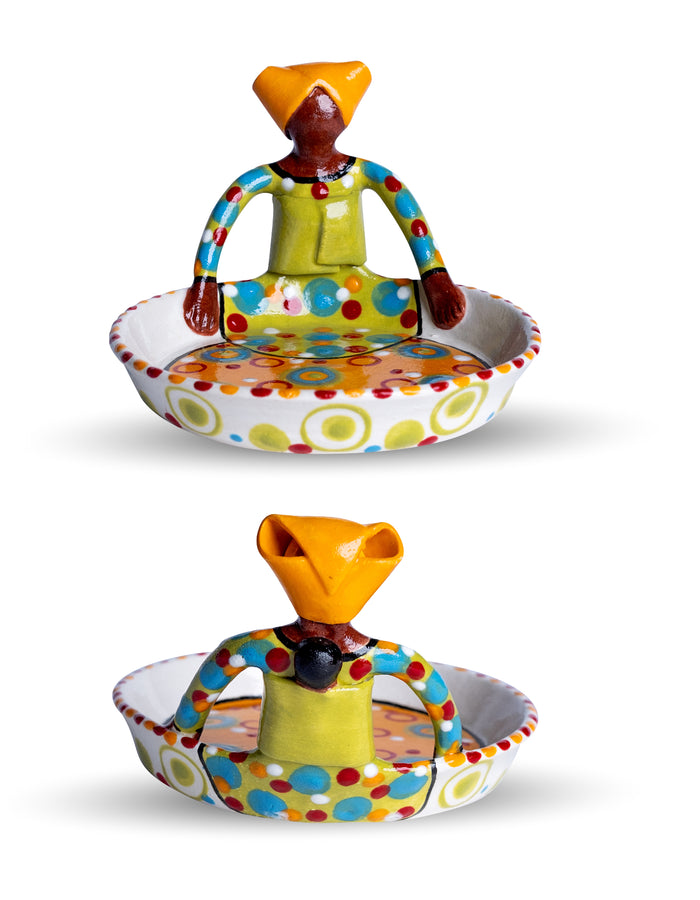 Ceramic 1 Lady Bright on White Sweetie Dish