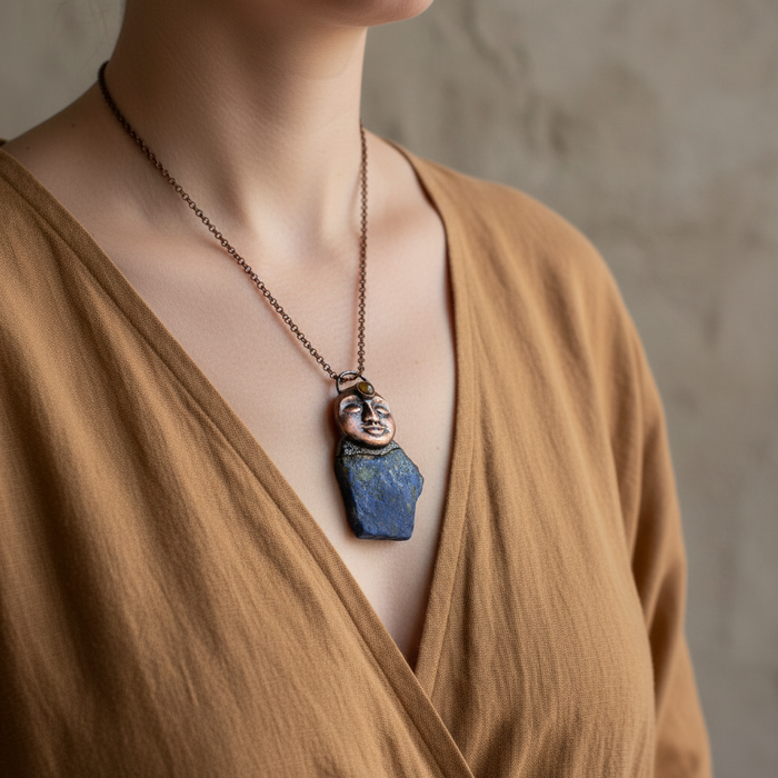 Chrysocolla Necklace Goddess Tigers Eye Gem