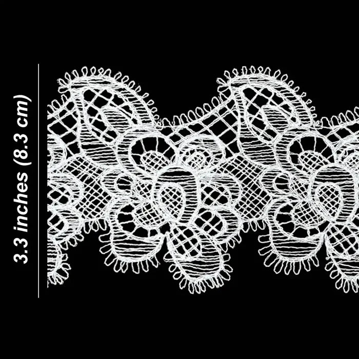 Classic Flower Design Lace Border | Width 8.3cm (3.3 inches) 83mm | SKU-FML-24