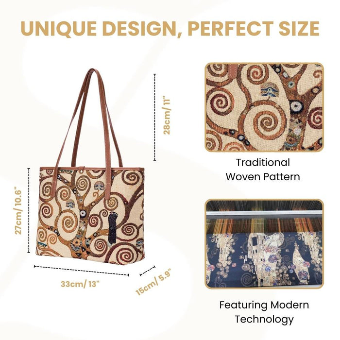 COLL-ART-GK-TREE | Gustav Klimt Tree of Life College/Shoulder Tote Bag