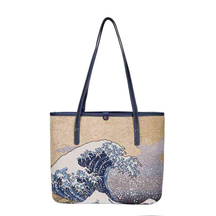 COLL-ART-JP-WAVE | Hokusai Great Wave off Kanagawa College/Shoulder Tote Bag - www.signareusa.com