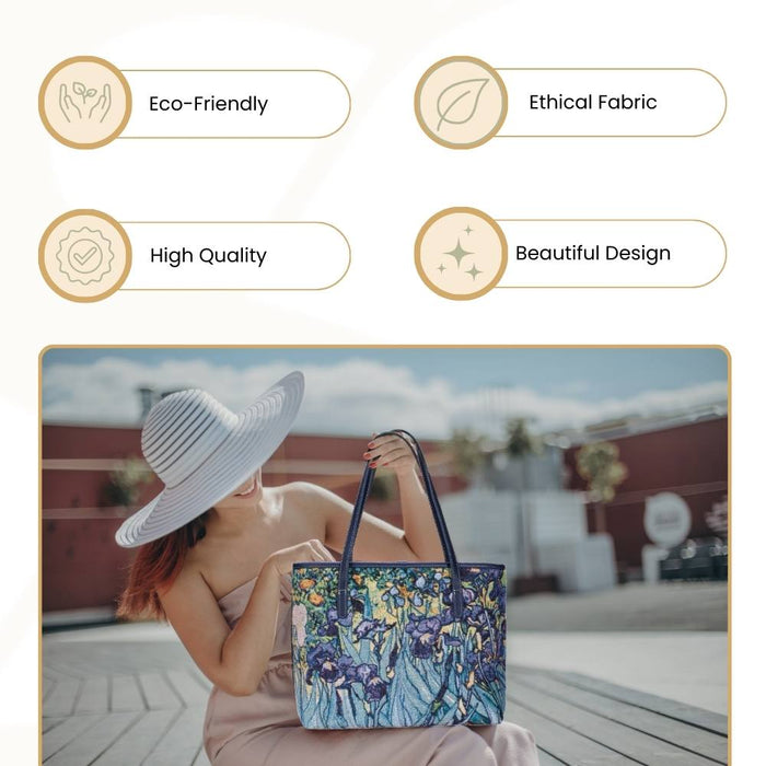 COLL-ART-VG-IRIS | Van Gogh Iris College/Shoulder Tote Bag