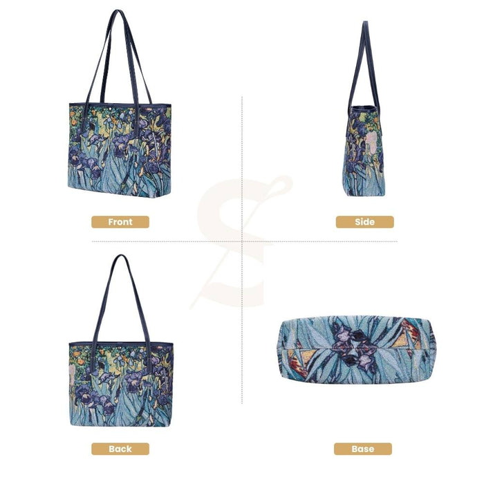 COLL-ART-VG-IRIS | Van Gogh Iris College/Shoulder Tote Bag