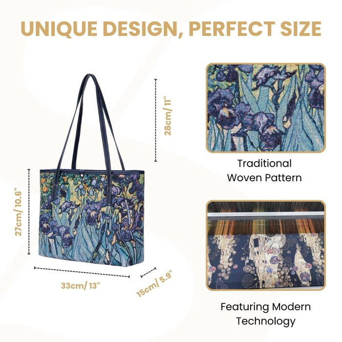 COLL-ART-VG-IRIS | Van Gogh Iris College/Shoulder Tote Bag