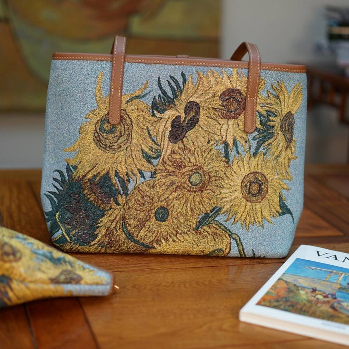 COLL-ART-VG-SUNF | Van Gogh Sunflowers College/Shoulder Tote Bag