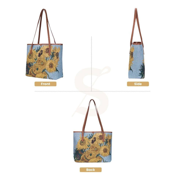 COLL-ART-VG-SUNF | Van Gogh Sunflowers College/Shoulder Tote Bag