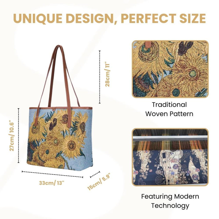 COLL-ART-VG-SUNF | Van Gogh Sunflowers College/Shoulder Tote Bag
