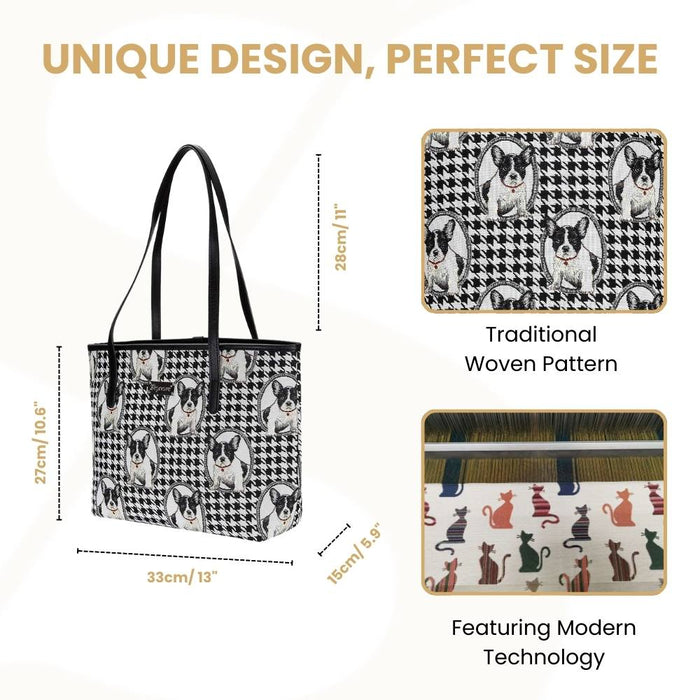 COLL-FREN | French Bulldog College/Shoulder Tote Bag
